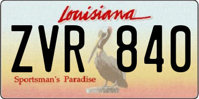 LA license plate ZVR840