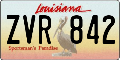 LA license plate ZVR842