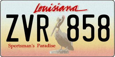 LA license plate ZVR858