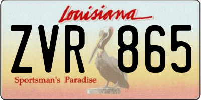 LA license plate ZVR865