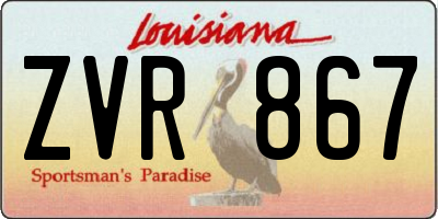 LA license plate ZVR867