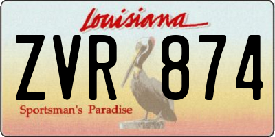 LA license plate ZVR874