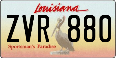 LA license plate ZVR880