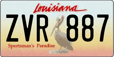 LA license plate ZVR887