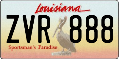 LA license plate ZVR888