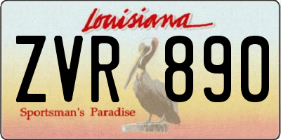LA license plate ZVR890