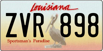LA license plate ZVR898