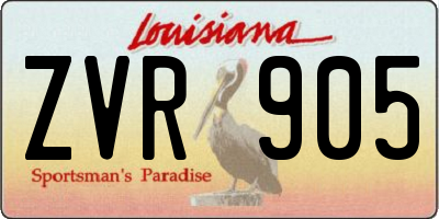 LA license plate ZVR905