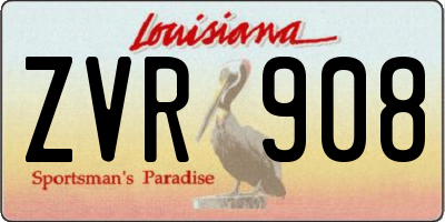 LA license plate ZVR908
