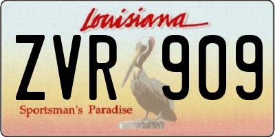 LA license plate ZVR909