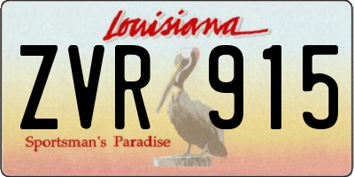 LA license plate ZVR915