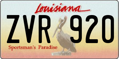 LA license plate ZVR920