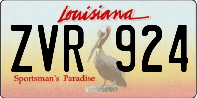 LA license plate ZVR924