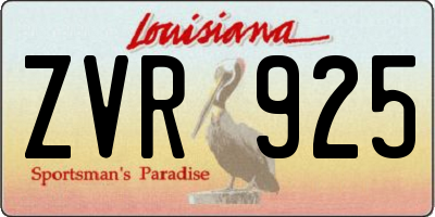 LA license plate ZVR925