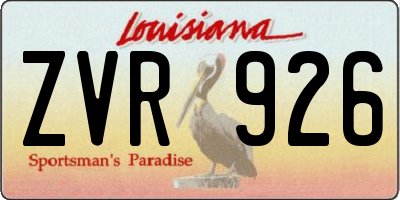 LA license plate ZVR926