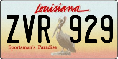 LA license plate ZVR929