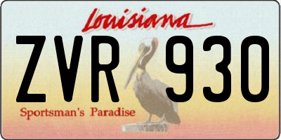 LA license plate ZVR930