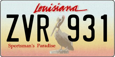 LA license plate ZVR931