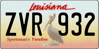 LA license plate ZVR932