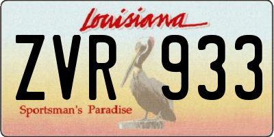 LA license plate ZVR933