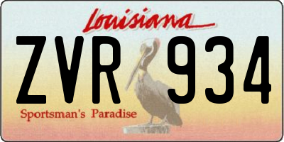 LA license plate ZVR934