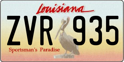 LA license plate ZVR935