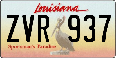 LA license plate ZVR937