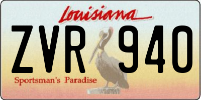 LA license plate ZVR940