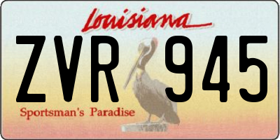 LA license plate ZVR945