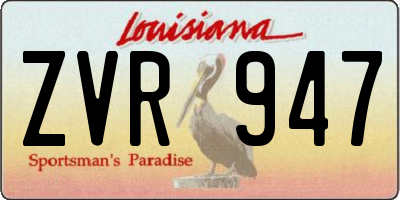 LA license plate ZVR947