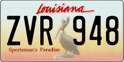LA license plate ZVR948