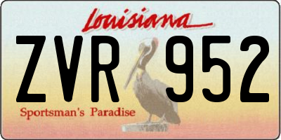 LA license plate ZVR952