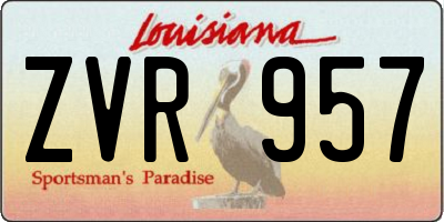 LA license plate ZVR957