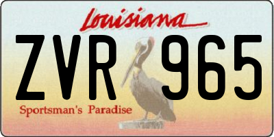 LA license plate ZVR965