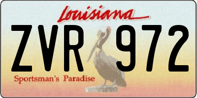 LA license plate ZVR972