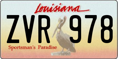 LA license plate ZVR978