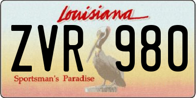 LA license plate ZVR980
