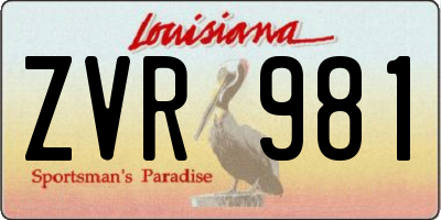 LA license plate ZVR981