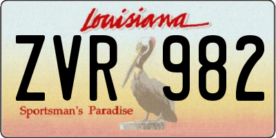 LA license plate ZVR982