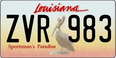 LA license plate ZVR983