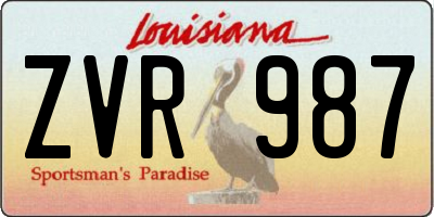 LA license plate ZVR987