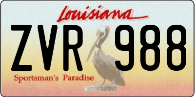 LA license plate ZVR988
