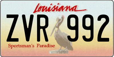 LA license plate ZVR992