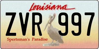 LA license plate ZVR997
