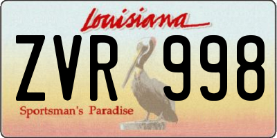 LA license plate ZVR998