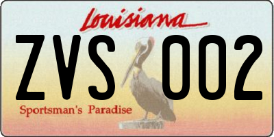 LA license plate ZVS002