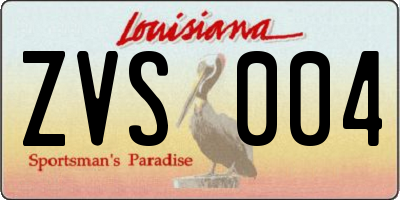 LA license plate ZVS004