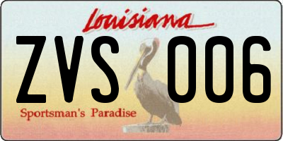 LA license plate ZVS006