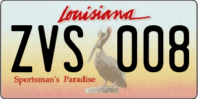 LA license plate ZVS008