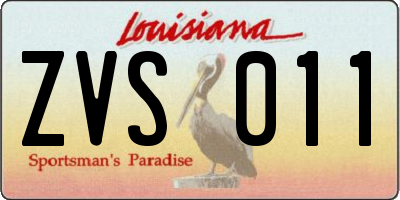 LA license plate ZVS011